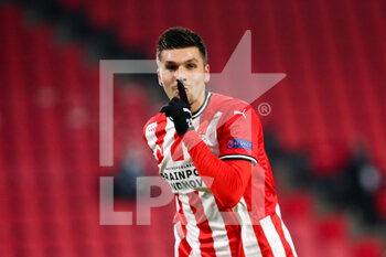 2020-12-10 - Joel Piroe of PSV Eindhoven celebrates after scoring his sides fourth goal during the UEFA Europa League, Group E football match between PSV and Omonia Nicosia on December 10, 2020 at Philips Stadion in Eindhoven, Netherlands - Photo Perry vd Leuvert / Orange Pictures / DPPI - PSV VS OMONIA NICOSIA - UEFA EUROPA LEAGUE - SOCCER