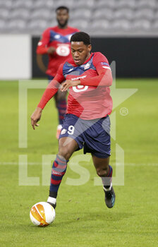2021-02-18 - Jonathan David of Lille during the UEFA Europa League, round of 32, 1st leg football match between Lille OSC (LOSC) and AFC Ajax Amsterdam on February 18, 2021 at Stade Pierre Mauroy in Villeneuve-d'Ascq near Lille, France - Photo Jean Catuffe / DPPI - LILLE OSC (LOSC) AND AFC AJAX AMSTERDAM - UEFA EUROPA LEAGUE - SOCCER