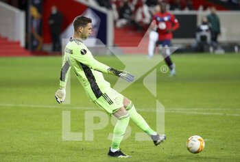2021-02-18 - Goalkeeper of Ajax Maarten Stekelenburg during the UEFA Europa League, round of 32, 1st leg football match between Lille OSC (LOSC) and AFC Ajax Amsterdam on February 18, 2021 at Stade Pierre Mauroy in Villeneuve-d'Ascq near Lille, France - Photo Jean Catuffe / DPPI - LILLE OSC (LOSC) AND AFC AJAX AMSTERDAM - UEFA EUROPA LEAGUE - SOCCER
