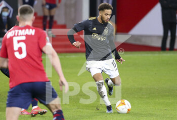 2021-02-18 - Devyne Rensch of Ajax during the UEFA Europa League, round of 32, 1st leg football match between Lille OSC (LOSC) and AFC Ajax Amsterdam on February 18, 2021 at Stade Pierre Mauroy in Villeneuve-d'Ascq near Lille, France - Photo Jean Catuffe / DPPI - LILLE OSC (LOSC) AND AFC AJAX AMSTERDAM - UEFA EUROPA LEAGUE - SOCCER