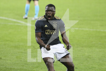 2021-02-18 - Brian Brobbey of Ajax celebrates his goal during the UEFA Europa League, round of 32, 1st leg football match between Lille OSC (LOSC) and AFC Ajax Amsterdam on February 18, 2021 at Stade Pierre Mauroy in Villeneuve-d'Ascq near Lille, France - Photo Jean Catuffe / DPPI - LILLE OSC (LOSC) AND AFC AJAX AMSTERDAM - UEFA EUROPA LEAGUE - SOCCER