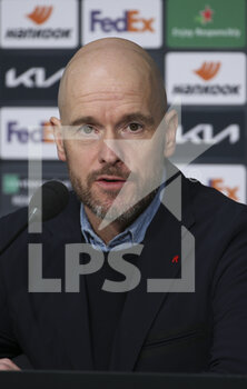 2021-02-18 - Coach of Ajax Amsterdam Erik ten Hag answers to the media during the post-match press conference following the UEFA Europa League, round of 32, 1st leg football match between Lille OSC (LOSC) and AFC Ajax Amsterdam on February 18, 2021 at Stade Pierre Mauroy in Villeneuve-d'Ascq near Lille, France - Photo Jean Catuffe / DPPI - LILLE OSC (LOSC) AND AFC AJAX AMSTERDAM - UEFA EUROPA LEAGUE - SOCCER