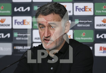 2021-02-18 - Coach of Lille OSC Christophe Galtier answers to the media during the post-match press conference following the UEFA Europa League, round of 32, 1st leg football match between Lille OSC (LOSC) and AFC Ajax Amsterdam on February 18, 2021 at Stade Pierre Mauroy in Villeneuve-d'Ascq near Lille, France - Photo Jean Catuffe / DPPI - LILLE OSC (LOSC) AND AFC AJAX AMSTERDAM - UEFA EUROPA LEAGUE - SOCCER
