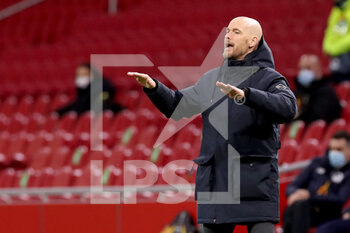 2021-02-25 - Coach Erik ten Hag of Ajax during the UEFA Europa League, round of 32, 2nd leg football match between Ajax and Lille OSC on February 25, 2021 at Johan Cruijf Arena in Amsterdam, Netherlands - Photo Marcel ter Bals / Orange Pictures / DPPI - AJAX AND LILLE OSC - UEFA EUROPA LEAGUE - SOCCER