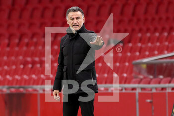2021-02-25 - Coach Christophe Galtier of Lille OSC during the UEFA Europa League, round of 32, 2nd leg football match between Ajax and Lille OSC on February 25, 2021 at Johan Cruijf Arena in Amsterdam, Netherlands - Photo Marcel ter Bals / Orange Pictures / DPPI - AJAX AND LILLE OSC - UEFA EUROPA LEAGUE - SOCCER