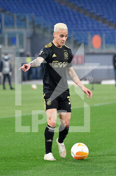2021-04-15 - Antony of AFC Ajax seen in action during the UEFA Europa League Quarter Finals football match between AS Roma and AFC Ajax at the Olimpic Stadium in Rome. - AS ROMA VS AFC AJAX - UEFA EUROPA LEAGUE - SOCCER