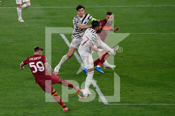 2021-05-06 - Nicola Zalewski of AS Roma goal 3-2 seen in action during the UEFA Europa League Quarter Finals football match between AS Roma and Manchester United at the Olimpic Stadium in Rome. - AS ROMA VS MANCHESTER UNITED - UEFA EUROPA LEAGUE - SOCCER