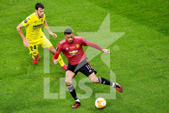 2021-05-26 - Pedraza of Villarreal CF and Mason Greenwood of Manchester United during the UEFA Europa League, Final football match between Villarreal CF and Manchester United on May 26, 2021 at Stadion Energa Gdansk in Gdansk, Poland - Photo Pablo Morano / Orange Pictures / DPPI - FINAL - VILLARREAL CF VS MANCHESTER UNITED - UEFA EUROPA LEAGUE - SOCCER