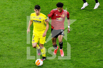 2021-05-26 - Gerard of Villarreal CF battles for posession with Marcus Rashford of Manchester United during the UEFA Europa League, Final football match between Villarreal CF and Manchester United on May 26, 2021 at Stadion Energa Gdansk in Gdansk, Poland - Photo Pablo Morano / Orange Pictures / DPPI - FINAL - VILLARREAL CF VS MANCHESTER UNITED - UEFA EUROPA LEAGUE - SOCCER