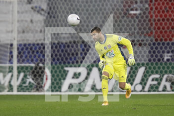 2021-02-09 - Anthony LOPES of Lyon during the French Cup, round of 64 football match between Olympique Lyonnais and AC Ajaccio on February 9, 2021 at Groupama Stadium in DÃ©cines-Charpieu near Lyon, France - Photo Romain Biard / Isports / DPPI - OLYMPIQUE LYONNAIS AND AC AJACCIO - FRENCH CUP - SOCCER