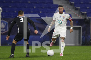 2021-02-09 - Memphis DEPAY of Lyon during the French Cup, round of 64 football match between Olympique Lyonnais and AC Ajaccio on February 9, 2021 at Groupama Stadium in DÃ©cines-Charpieu near Lyon, France - Photo Romain Biard / Isports / DPPI - OLYMPIQUE LYONNAIS AND AC AJACCIO - FRENCH CUP - SOCCER
