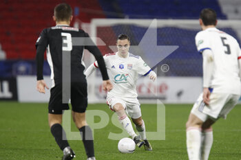 2021-02-09 - Maxence CAQUERET of Lyon during the French Cup, round of 64 football match between Olympique Lyonnais and AC Ajaccio on February 9, 2021 at Groupama Stadium in DÃ©cines-Charpieu near Lyon, France - Photo Romain Biard / Isports / DPPI - OLYMPIQUE LYONNAIS AND AC AJACCIO - FRENCH CUP - SOCCER