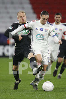 2021-02-09 - Maxence CAQUERET of Lyon during the French Cup, round of 64 football match between Olympique Lyonnais and AC Ajaccio on February 9, 2021 at Groupama Stadium in DÃ©cines-Charpieu near Lyon, France - Photo Romain Biard / Isports / DPPI - OLYMPIQUE LYONNAIS AND AC AJACCIO - FRENCH CUP - SOCCER