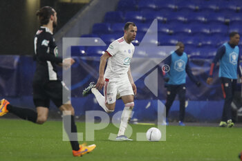 2021-02-09 - Djamel BENLAMRI of Lyon during the French Cup, round of 64 football match between Olympique Lyonnais and AC Ajaccio on February 9, 2021 at Groupama Stadium in DÃ©cines-Charpieu near Lyon, France - Photo Romain Biard / Isports / DPPI - OLYMPIQUE LYONNAIS AND AC AJACCIO - FRENCH CUP - SOCCER