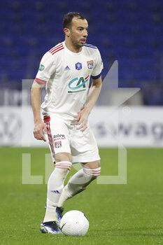 2021-02-09 - Djamel BENLAMRI of Lyon during the French Cup, round of 64 football match between Olympique Lyonnais and AC Ajaccio on February 9, 2021 at Groupama Stadium in DÃ©cines-Charpieu near Lyon, France - Photo Romain Biard / Isports / DPPI - OLYMPIQUE LYONNAIS AND AC AJACCIO - FRENCH CUP - SOCCER
