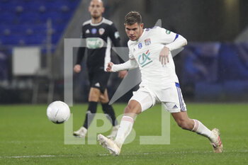 2021-02-09 - Bruno GUIMARAES of Lyon during the French Cup, round of 64 football match between Olympique Lyonnais and AC Ajaccio on February 9, 2021 at Groupama Stadium in DÃ©cines-Charpieu near Lyon, France - Photo Romain Biard / Isports / DPPI - OLYMPIQUE LYONNAIS AND AC AJACCIO - FRENCH CUP - SOCCER