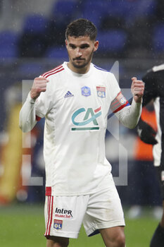 2021-02-09 - Houssem AOUAR of Lyon during the French Cup, round of 64 football match between Olympique Lyonnais and AC Ajaccio on February 9, 2021 at Groupama Stadium in DÃ©cines-Charpieu near Lyon, France - Photo Romain Biard / Isports / DPPI - OLYMPIQUE LYONNAIS AND AC AJACCIO - FRENCH CUP - SOCCER