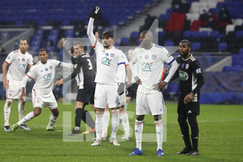 2021-02-09 - Lucas PAQUETA of Lyon and Karl TOKO EKAMBI of Lyon during the French Cup, round of 64 football match between Olympique Lyonnais and AC Ajaccio on February 9, 2021 at Groupama Stadium in DÃ©cines-Charpieu near Lyon, France - Photo Romain Biard / Isports / DPPI - OLYMPIQUE LYONNAIS AND AC AJACCIO - FRENCH CUP - SOCCER