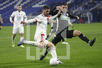 2021-02-09 - Houssem AOUAR of Lyon during the French Cup, round of 64 football match between Olympique Lyonnais and AC Ajaccio on February 9, 2021 at Groupama Stadium in DÃ©cines-Charpieu near Lyon, France - Photo Romain Biard / Isports / DPPI - OLYMPIQUE LYONNAIS AND AC AJACCIO - FRENCH CUP - SOCCER