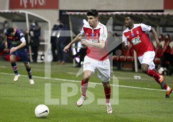 09/02/2021 - Thibault De Smet of Reims during the French Cup, round of 64 football match between Stade de Reims and Valenciennes FC on February 9, 2021 at Auguste Delaune stadium in Reims, France - Photo Jean Catuffe / DPPI - STADE DE REIMS AND VALENCIENNES FC - FRENCH CUP - CALCIO