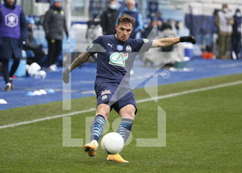 2021-02-10 - Pol Lirola of Marseille during the French Cup, round of 64 football match between AJ Auxerre (AJA) and Olympique de Marseille (OM) on February 10, 2021 at Stade Abbe Deschamps in Auxerre, France - Photo Jean Catuffe / DPPI - AJ AUXERRE AND OLYMPIQUE DE MARSEILLE - FRENCH CUP - SOCCER