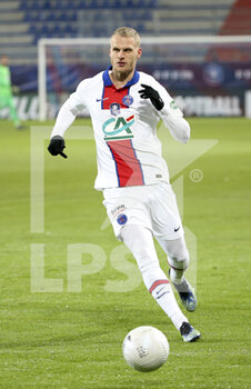 2021-02-10 - Mitchel Bakker of PSG during the French Cup, round of 64 football match between Stade Malherbe de Caen (SM Caen) and Paris Saint-Germain (PSG) on February 10, 2021 at Stade Michel d'Ornano in Caen, France - Photo Jean Catuffe / DPPI - STADE MALHERBE DE CAEN (SM CAEN) AND PARIS SAINT-GERMAIN (PSG) - FRENCH CUP - SOCCER