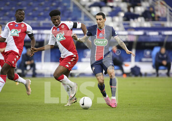 2021-05-19 - Angel Di Maria of PSG, Aurelien Tchouameni of Monaco (left) during the French Cup Final football match between AS Monaco (ASM) and Paris Saint-Germain PSG on May 19, 2021 at Stade de France in Saint-Denis near Paris, France - Photo Jean Catuffe / DPPI - FINAL - AS MONACO (ASM) VS PARIS SAINT-GERMAIN PSG - FRENCH CUP - SOCCER