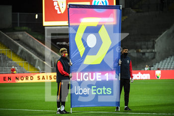 2020-09-10 - Flag of Ligue 1 Uber Eats during the French championship Ligue 1 football match between RC Lens and Paris Saint-Germain on September 10, 2020 at Bollaert stadium in Lens, France - Photo Matthieu Mirville / DPPI - RC LENS (RACING CLUB DE LENS) VS PARIS SAINT-GERMAIN (PSG) - FRENCH LIGUE 1 - SOCCER