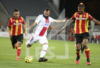 2020-09-10 - Jese of PSG between Tony Mauricio and Loic Bade of Lens during the French championship Ligue 1 football match between RC Lens (Racing Club de Lens) and Paris Saint-Germain (PSG) on September 10, 2020 at Stade Felix Bollaert in Lens, France - Photo Juan Soliz / DPPI - RC LENS (RACING CLUB DE LENS) VS PARIS SAINT-GERMAIN (PSG) - FRENCH LIGUE 1 - SOCCER