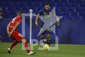 2020-09-18 - Ryann CHERKI of Lyon and Gaetan PAQUIEZ of Nimes during the French championship Ligue 1 football match between Olympique Lyonnais and Nimes Olympique on September 18, 2020 at Groupama stadium in Decines-Charpieu near Lyon, France - Photo Romain Biard / Isports / DPPI - OLYMPIQUE LYONNAIS VS NIMES OLYMPIQUE  - FRENCH LIGUE 1 - SOCCER