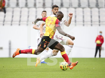2020-09-19 - Ignatius Ganago of Lens, Loris Benito Souto of Bordeaux during the French championship Ligue 1 football match between RC Lens and Girondins de Bordeaux on September 19, 2020 at Stade Bollaert-Delelis in Lens, France - Photo Juan Soliz / DPPI - RC LENS VS GIRONDINS DE BORDEAUX  - FRENCH LIGUE 1 - SOCCER