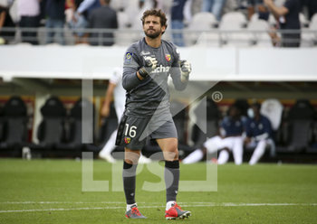 2020-09-19 - Goalkeeper of Lens Jean-Louis Leca celebrates the first goal for Lens during the French championship Ligue 1 football match between RC Lens and Girondins de Bordeaux on September 19, 2020 at Stade Bollaert-Delelis in Lens, France - Photo Juan Soliz / DPPI - RC LENS VS GIRONDINS DE BORDEAUX  - FRENCH LIGUE 1 - SOCCER