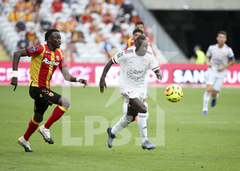 2020-09-19 - Youssouf Sabaly of Bordeaux, Issiaga Sylla of Lens (left) during the French championship Ligue 1 football match between RC Lens and Girondins de Bordeaux on September 19, 2020 at Stade Bollaert-Delelis in Lens, France - Photo Juan Soliz / DPPI - RC LENS VS GIRONDINS DE BORDEAUX  - FRENCH LIGUE 1 - SOCCER