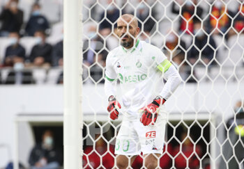 2020-10-03 - Goalkeeper of Saint-Etienne Jessy Moulin during the French championship Ligue 1 football match between RC Lens and AS Saint Etienne (ASSE) on October 3, 2020 at Stade Bollaert-Delelis formerly Stade Felix Bollaert in Lens, France - Photo Jean Catuffe / DPPI - RC LENS VS AS SAINT ETIENNE (ASSE) - FRENCH LIGUE 1 - SOCCER