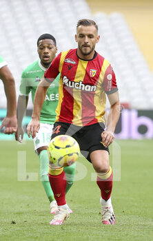 2020-10-03 - Jonathan Gradit of Lens, Arnaud Nordin of Saint-Etienne during the French championship Ligue 1 football match between RC Lens and AS Saint Etienne (ASSE) on October 3, 2020 at Stade Bollaert-Delelis formerly Stade Felix Bollaert in Lens, France - Photo Jean Catuffe / DPPI - RC LENS VS AS SAINT ETIENNE (ASSE) - FRENCH LIGUE 1 - SOCCER