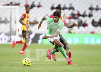 2020-10-03 - Mahdi Camara of Saint-Etienne during the French championship Ligue 1 football match between RC Lens and AS Saint Etienne (ASSE) on October 3, 2020 at Stade Bollaert-Delelis formerly Stade Felix Bollaert in Lens, France - Photo Jean Catuffe / DPPI - RC LENS VS AS SAINT ETIENNE (ASSE) - FRENCH LIGUE 1 - SOCCER