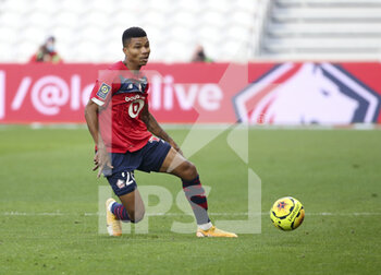 2020-12-06 - Reinildo Mandava of Lille during the French championship Ligue 1 football match between Lille OSC and AS Monaco on December 6, 2020 at Stade Pierre Mauroy in Villeneuve-d'Ascq near Lille, France - Photo Jean Catuffe / DPPI - LILLE OSC VS AS MONACO - FRENCH LIGUE 1 - SOCCER