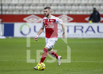 2020-12-16 - Valon Berisha of Reims during the French championship Ligue 1 football match between Stade de Reims and FC Nantes on December 16, 2020 at Stade Auguste Delaune in Reims, France - Photo Jean Catuffe / DPPI - STADE DE REIMS VS FC NANTES - FRENCH LIGUE 1 - SOCCER