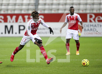 2020-12-16 - El Bilal Toure of Reims during the French championship Ligue 1 football match between Stade de Reims and FC Nantes on December 16, 2020 at Stade Auguste Delaune in Reims, France - Photo Jean Catuffe / DPPI - STADE DE REIMS VS FC NANTES - FRENCH LIGUE 1 - SOCCER