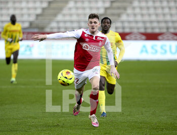 2020-12-16 - Thomas Foket of Reims during the French championship Ligue 1 football match between Stade de Reims and FC Nantes on December 16, 2020 at Stade Auguste Delaune in Reims, France - Photo Jean Catuffe / DPPI - STADE DE REIMS VS FC NANTES - FRENCH LIGUE 1 - SOCCER