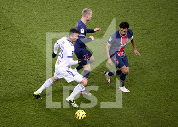 2020-12-23 - Ludovic Ajorque of Strasbourg, Marquinhos of PSG during the French championship Ligue 1 football match between Paris Saint-Germain (PSG) and RC Strasbourg on December 23, 2020 at Parc des Princes stadium in Paris, France - Photo Jean Catuffe / DPPI - PARIS SAINT-GERMAIN (PSG) VS RC STRASBOURG - FRENCH LIGUE 1 - SOCCER