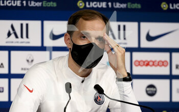 2020-12-23 - Coach of PSG Thomas Tuchel answers to the media during the post-match press conference following the French championship Ligue 1 football match between Paris Saint-Germain (PSG) and RC Strasbourg on December 23, 2020 at Parc des Princes stadium in Paris, France - Photo Jean Catuffe / DPPI - PARIS SAINT-GERMAIN (PSG) VS RC STRASBOURG - FRENCH LIGUE 1 - SOCCER