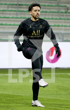 2021-01-06 - Marquinhos of PSG warms up before the French championship Ligue 1 football match between AS Saint-Etienne (ASSE) and Paris Saint-Germain (PSG) on January 6, 2021 at stade Geoffroy Guichard in Saint-Etienne, France - Photo Jean Catuffe / DPPI - AS SAINT-ETIENNE (ASSE) VS PARIS SAINT-GERMAIN (PSG) - FRENCH LIGUE 1 - SOCCER