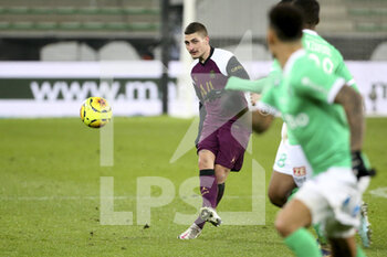 2021-01-06 - Marco Verratti of PSG during the French championship Ligue 1 football match between AS Saint-Etienne (ASSE) and Paris Saint-Germain (PSG) on January 6, 2021 at stade Geoffroy Guichard in Saint-Etienne, France - Photo Jean Catuffe / DPPI - AS SAINT-ETIENNE (ASSE) VS PARIS SAINT-GERMAIN (PSG) - FRENCH LIGUE 1 - SOCCER