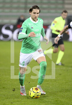 2021-01-06 - Panagiotis Retsos of Saint-Etienne during the French championship Ligue 1 football match between AS Saint-Etienne (ASSE) and Paris Saint-Germain (PSG) on January 6, 2021 at stade Geoffroy Guichard in Saint-Etienne, France - Photo Jean Catuffe / DPPI - AS SAINT-ETIENNE (ASSE) VS PARIS SAINT-GERMAIN (PSG) - FRENCH LIGUE 1 - SOCCER