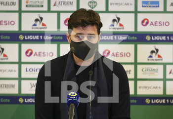 2021-01-06 - Coach of PSG Mauricio Pochettino answers to the media during the post-match press conference following the French championship Ligue 1 football match between AS Saint-Etienne (ASSE) and Paris Saint-Germain (PSG) on January 6, 2021 at stade Geoffroy Guichard in Saint-Etienne, France - Photo Jean Catuffe / DPPI - AS SAINT-ETIENNE (ASSE) VS PARIS SAINT-GERMAIN (PSG) - FRENCH LIGUE 1 - SOCCER
