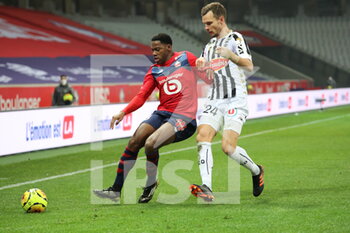 2021-01-06 - Duel Jonathan DAVID 9 LOSC and Romain THOMAS 24 Angers during the French championship Ligue 1 football match between Lille OSC and Angers SCO on January 6, 2021 at Pierre Mauroy stadium in Villeneuve-d'Ascq near Lille, France - Photo Laurent Sanson / LS Medianord / DPPI - LILLE OSC VS ANGERS SCO - FRENCH LIGUE 1 - SOCCER