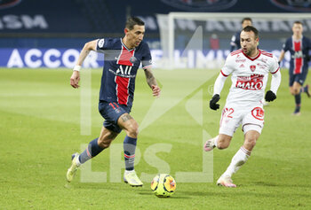 2021-01-09 - Angel Di Maria of PSG, Romain Philippoteaux of Brest during the French championship Ligue 1 football match between Paris Saint-Germain (PSG) and Stade Brestois 29 on January 9, 2021 at Parc des Princes stadium in Paris, France - Photo Jean Catuffe / DPPI - PARIS SAINT-GERMAIN (PSG) AND STADE BRESTOIS - FRENCH LIGUE 1 - SOCCER