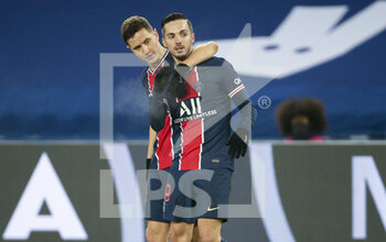 2021-01-09 - Pablo Sarabia of PSG celebrates his goal with Ander Herrera during the French championship Ligue 1 football match between Paris Saint-Germain (PSG) and Stade Brestois 29 on January 9, 2021 at Parc des Princes stadium in Paris, France - Photo Jean Catuffe / DPPI - PARIS SAINT-GERMAIN (PSG) AND STADE BRESTOIS - FRENCH LIGUE 1 - SOCCER