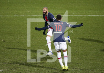 2021-01-16 - Layvin Kurzawa of PSG celebrates his goal with Neymar Jr during the French championship Ligue 1 football match between Paris Saint-Germain and SCO Angers on October 2, 2020 at Parc des Princes stadium in Paris, France - Photo Jean Catuffe / DPPI - PARIS SAINT-GERMAIN VS SCO ANGERS - FRENCH LIGUE 1 - SOCCER